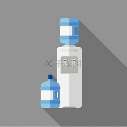 货机图标图片_带有扁平式瓶的水冷却器。
