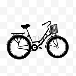 自行车剪影篮筐式自行车