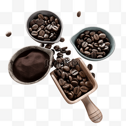 大米碗装图片_装在不同容器的咖啡豆