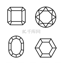 翡翠图片_钻石珍贵的珠宝勾勒出轮廓黑白宝