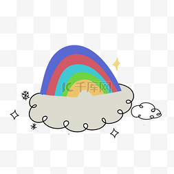 小彩虹可爱图片_抽象线条动物涂鸦彩虹云朵