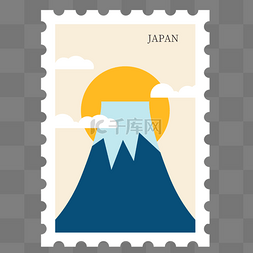 富士山日出驼色日本邮票