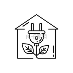房子图标房子图片_住宅与可再生替代能源隔离的细线