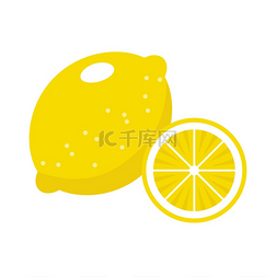 热带图标图片_在被隔绝的白色背景上的柠檬。