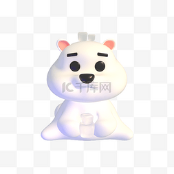 可爱卡通北极熊图片_3D立体可爱动物北极熊