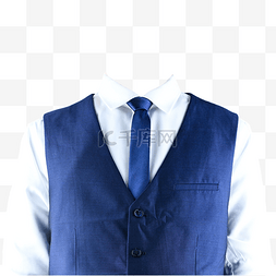 摄影图白衬衫有领带蓝马甲