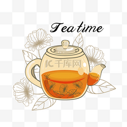 玻璃茶壶图片_矢量茶和玻璃茶壶