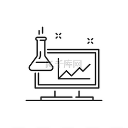 医学实验图标图片_实验室设备计算机屏幕，带有图表