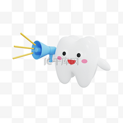 清新牙齿海报图片_3DC4D立体口腔牙齿