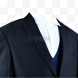 服装正式图片_胸像摄影图白衬衫黑西装无领带
