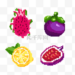 彩色水果像素化电子游戏水果