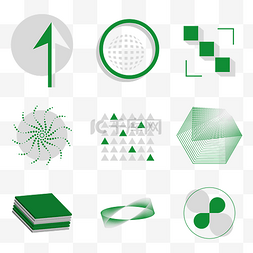 立方体标注图片_深绿色简约百搭单色几何图形合集