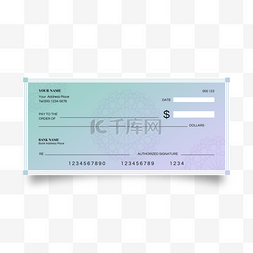 美元支票图片_蓝紫色渐变模拟银行支票