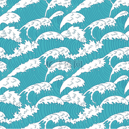 海洋海浪纹理图片_海浪无缝图案海水波浪线汹涌的曲