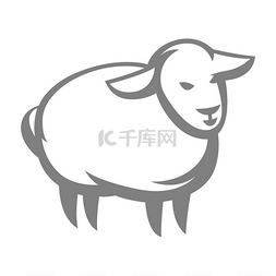 羊标志插图图片_风格化绵羊的插图天然产品的图标