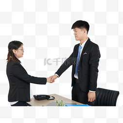 商务男性女性白领握手