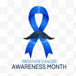 前列腺宣传月蓝丝带胡子癌症水彩