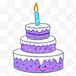 艺术蜡烛图片_蓝紫色系生日组合三层生日蛋糕