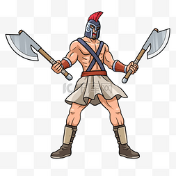 希腊勇士图片_古罗马双斧战士卡通