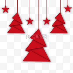红色圣诞树折纸图片_折叠红纸圣诞树