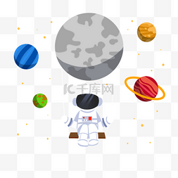 创意卡通宇航员坐月球气球秋千和