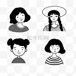 各种女生无色人物头像