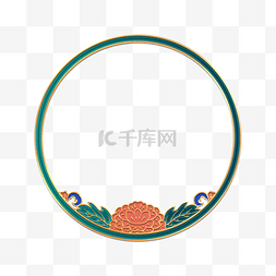 中式标题花纹图片_立体金边复古浮雕花朵边框