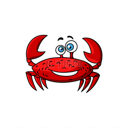 白色海洋动物图片_卡通风格的螃蟹孤立的海洋动物。