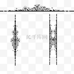 梅花花纹边框图片_黑白装饰线条分隔线植物花卉花朵