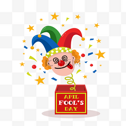 红色小丑帽图片_表情搞怪的愚人节小丑玩具盒