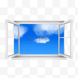 玻璃窗蓝天窗景
