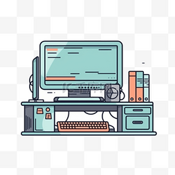 电脑绘图图片_卡通手绘家电电脑