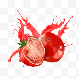 水果水花素材图片_喷溅水果番茄