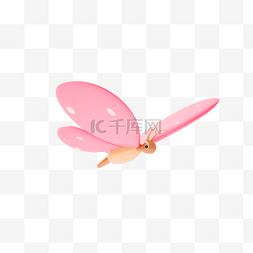 粉色住址标志图片_粉色C4D立体仿真动物蝴蝶