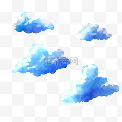 蓝色水彩天空云朵