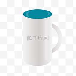 蓝色茶杯图片_蓝色和白色马克杯拉材料免费