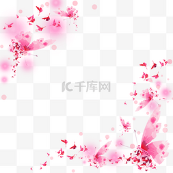 粉色蝴蝶边框图片_粉色抽象多边形蝴蝶边框
