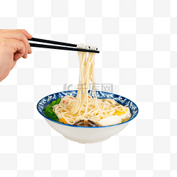 筷子夹起拉面