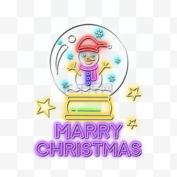 霓虹球图片_圣诞节雪人水晶球霓虹灯