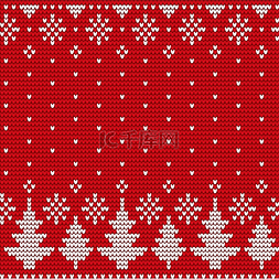 红色纺织品上的圣诞装饰品枞树和