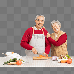 大年三十印章图片_老年夫妻在厨房里一起做饭