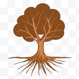 大树与根部的剪影