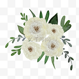 绿色花朵背景装饰图片_白玫瑰白色水彩花朵