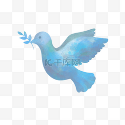 鸽子的国际和平日水彩画笔蓝色