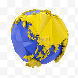 3D立体C4D黄色地球星球