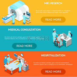 Healthcare flat 3d isometric banners. MRI med