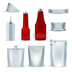 空白瓶瓶图片_酱汁红色和白色空白标识塑料包装