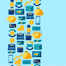 商业金融图标图片_银行无缝模式与货币图标财务项目