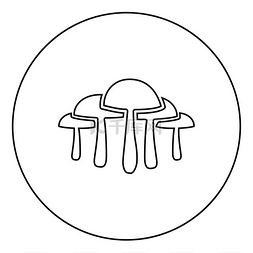 圆形轮廓黑色矢量插图平面样式简