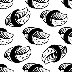 海藻图案图片_日本海鲜设计的无缝寿司图案背景